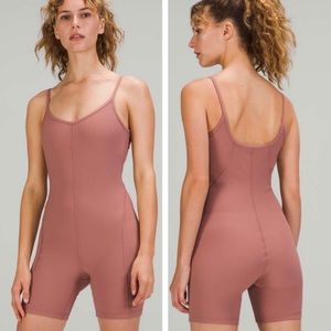 Lululemon Ribbed Contoured Unitard 6” Length, Spiced Chai Mauve Pink, Size 2